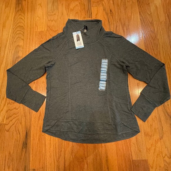 Yogalicious Woman Top Large Heather Charcoal NWT - Picture 2 of 12